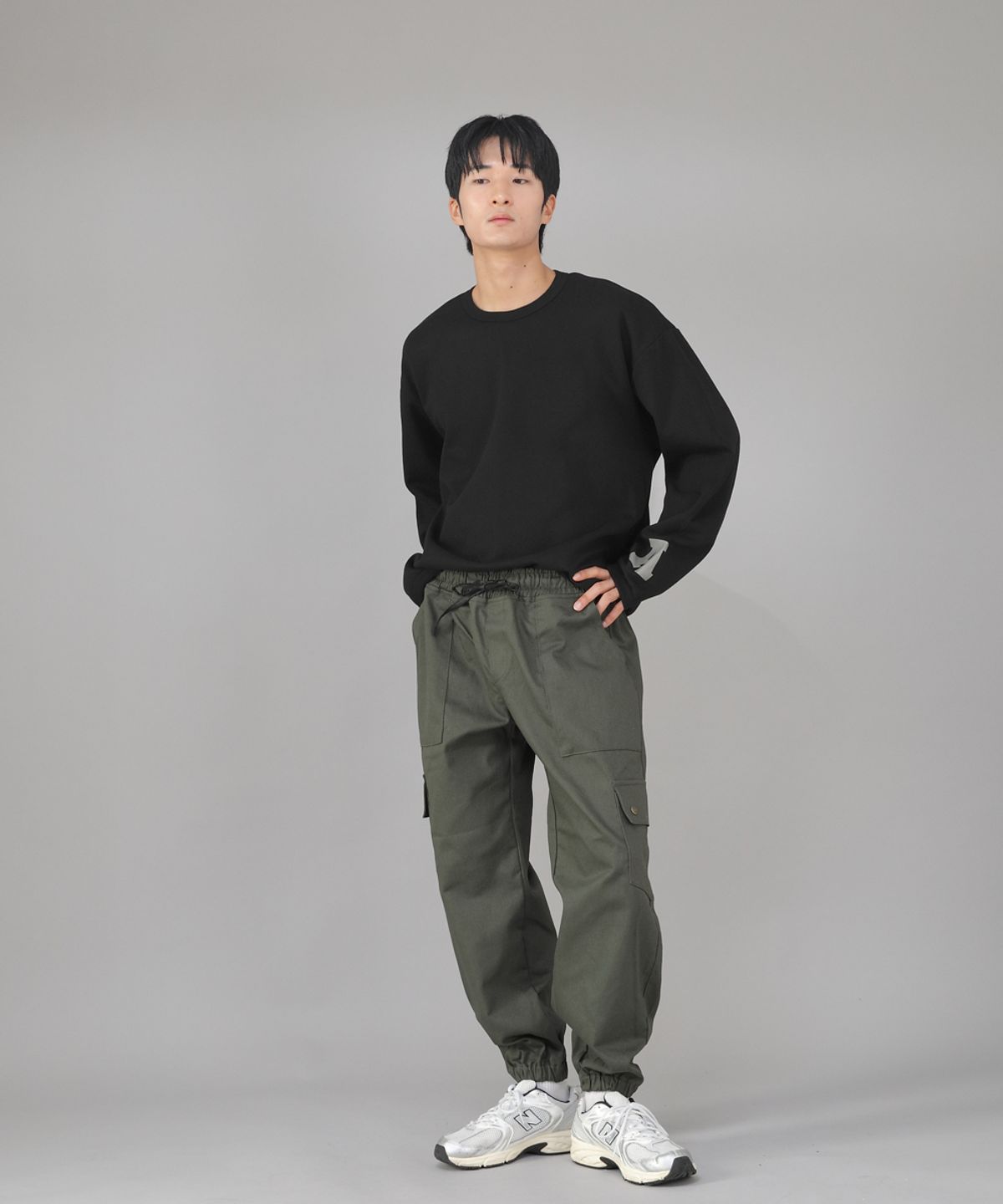 세인트크루(SAINTCREW) 스냅버튼 와이드 카고조거 팬츠 SWC-361 카키
