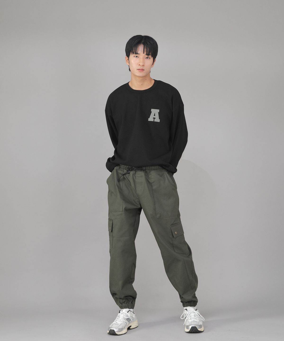세인트크루(SAINTCREW) 스냅버튼 와이드 카고조거 팬츠 SWC-361 카키