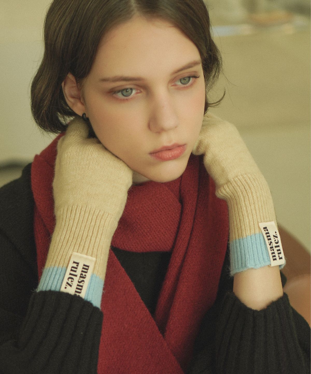 마스마룰즈(MASMARULEZ) mama two-tone knit gloves_11colors