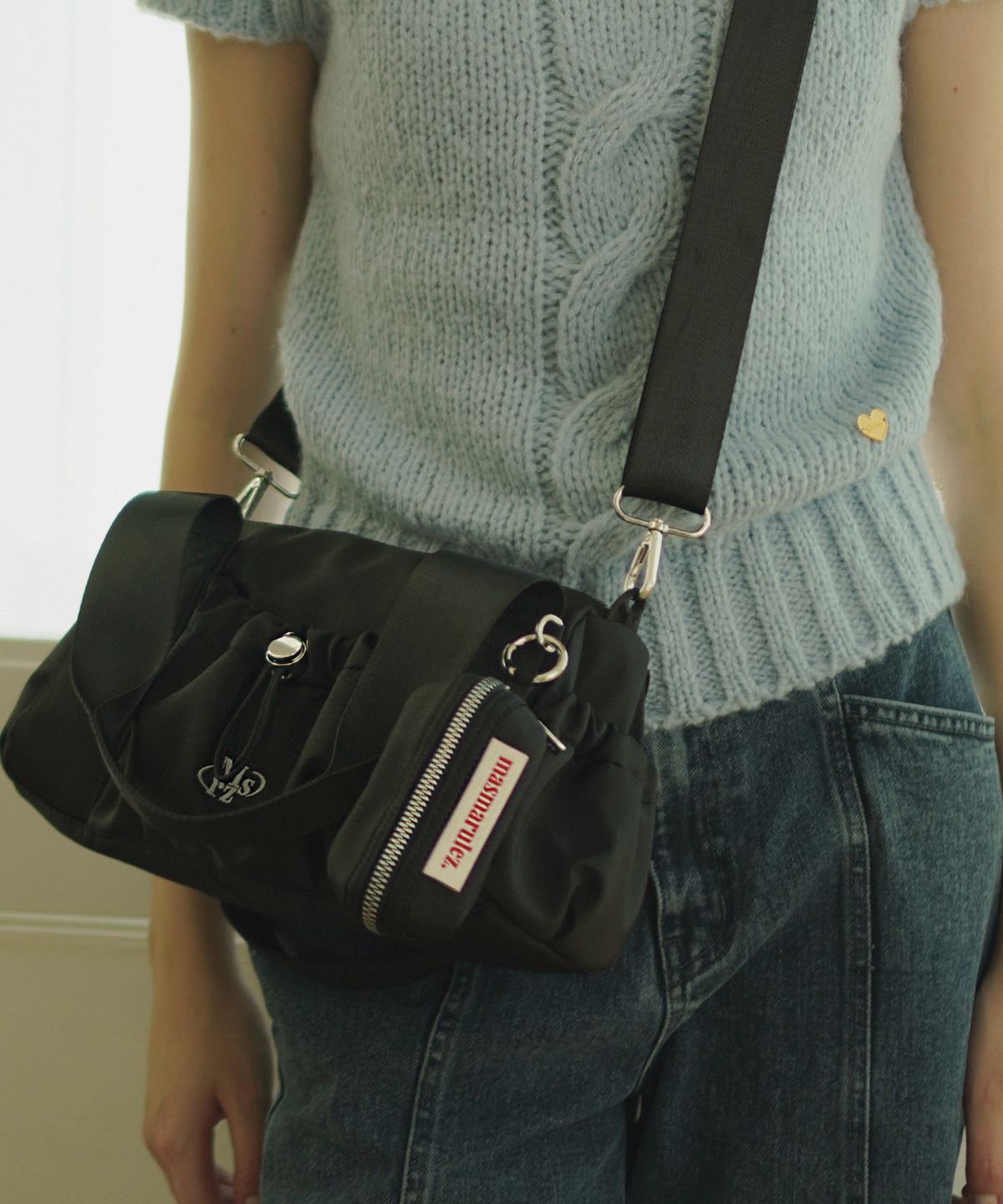 마스마룰즈(MASMARULEZ) [파우치세트] mini ver. glossy tote cross bag _ Black