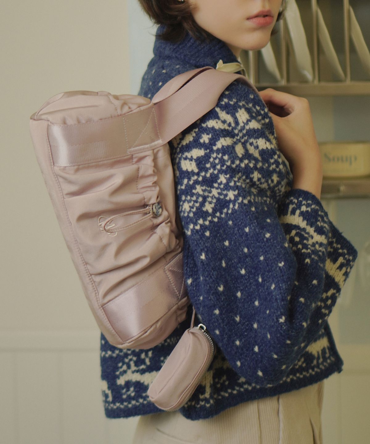 마스마룰즈(MASMARULEZ) [파우치세트] mini ver. glossy tote cross bag _Lilac pink