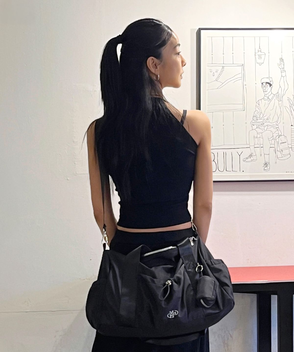 마스마룰즈(MASMARULEZ) [파우치세트] glossy shoulder duffel bag_Black