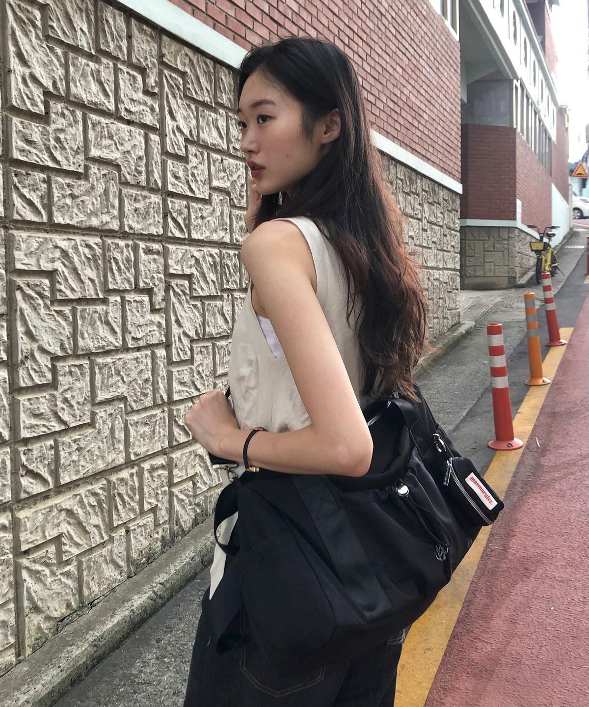 마스마룰즈(MASMARULEZ) [파우치세트] glossy shoulder duffel bag_Black