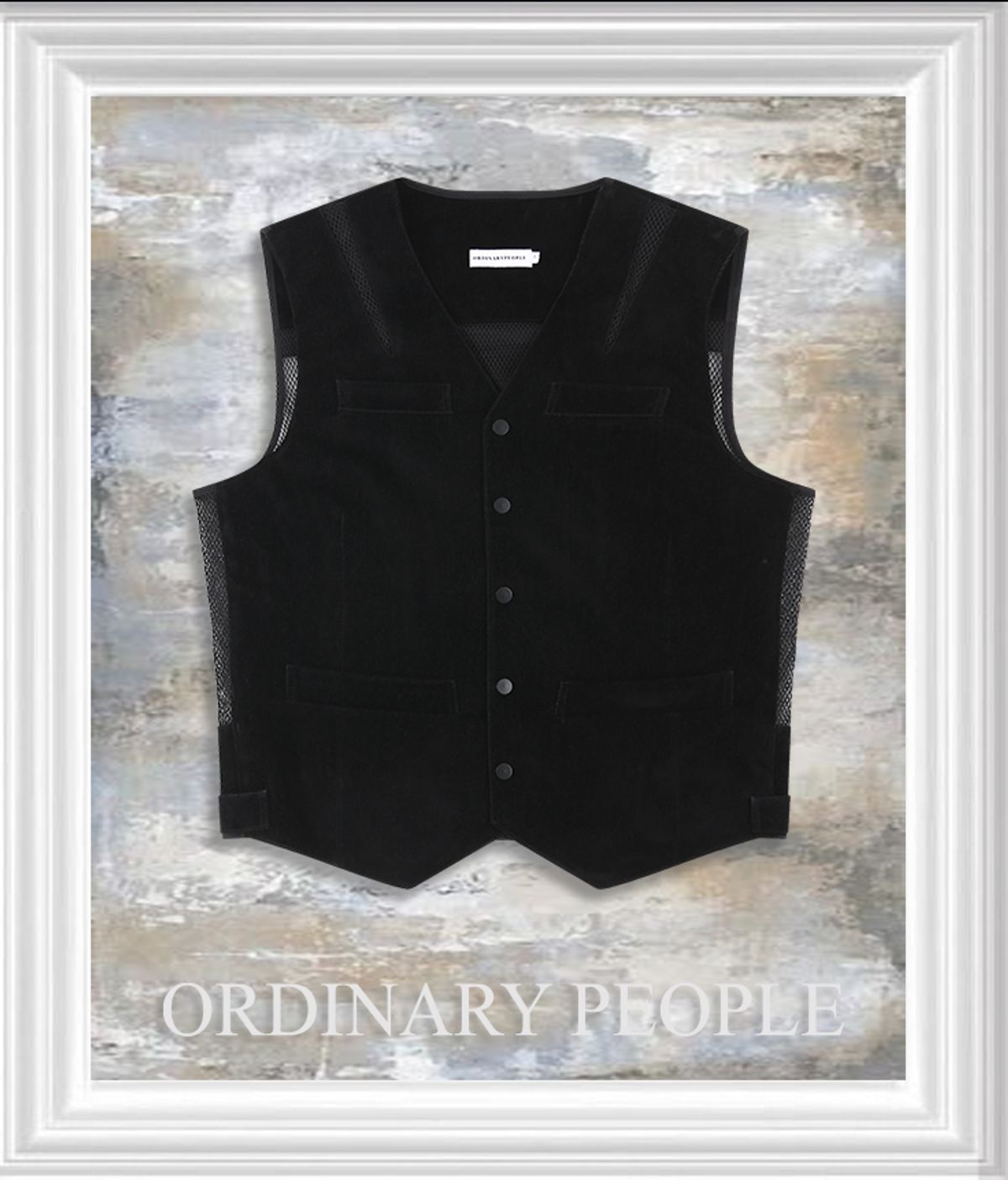 오디너리피플(ORDINARY PEOPLE) RE : SHIRT 09 - Velvet Denim new two-tone mesh vest (BLACK)