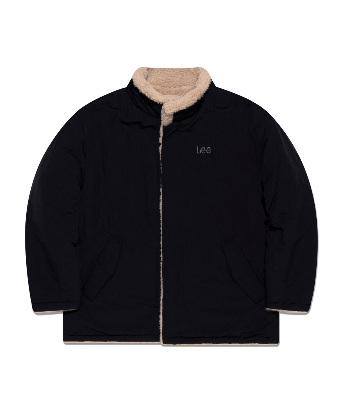 리 키즈(LEE KIDS) 리버서블 오버핏 쉐르파 점퍼 블랙 LK2404JU02BK