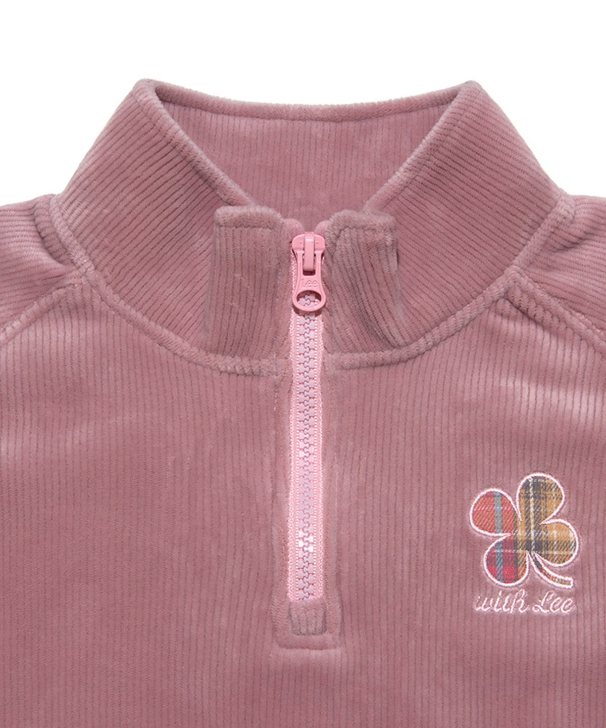 리 키즈(LEE KIDS) 벨로아 골지 기모 레귤러핏 하프집업 스웨트셔츠 퍼플 LK2404CR72PU