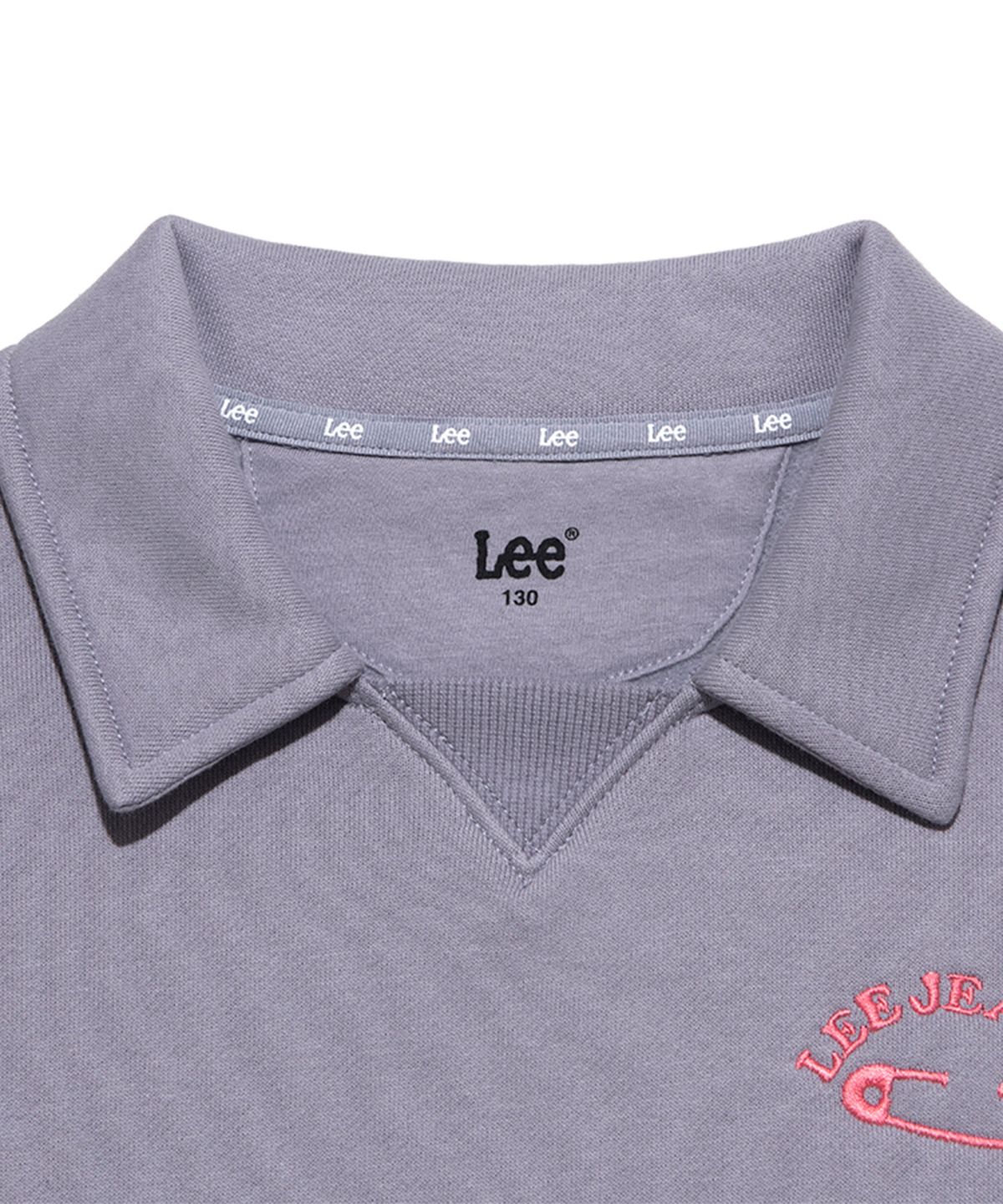 리 키즈(LEE KIDS) 빅카라 자수 기모 오버핏 스웨트셔츠 블루 LK2404CR70BL