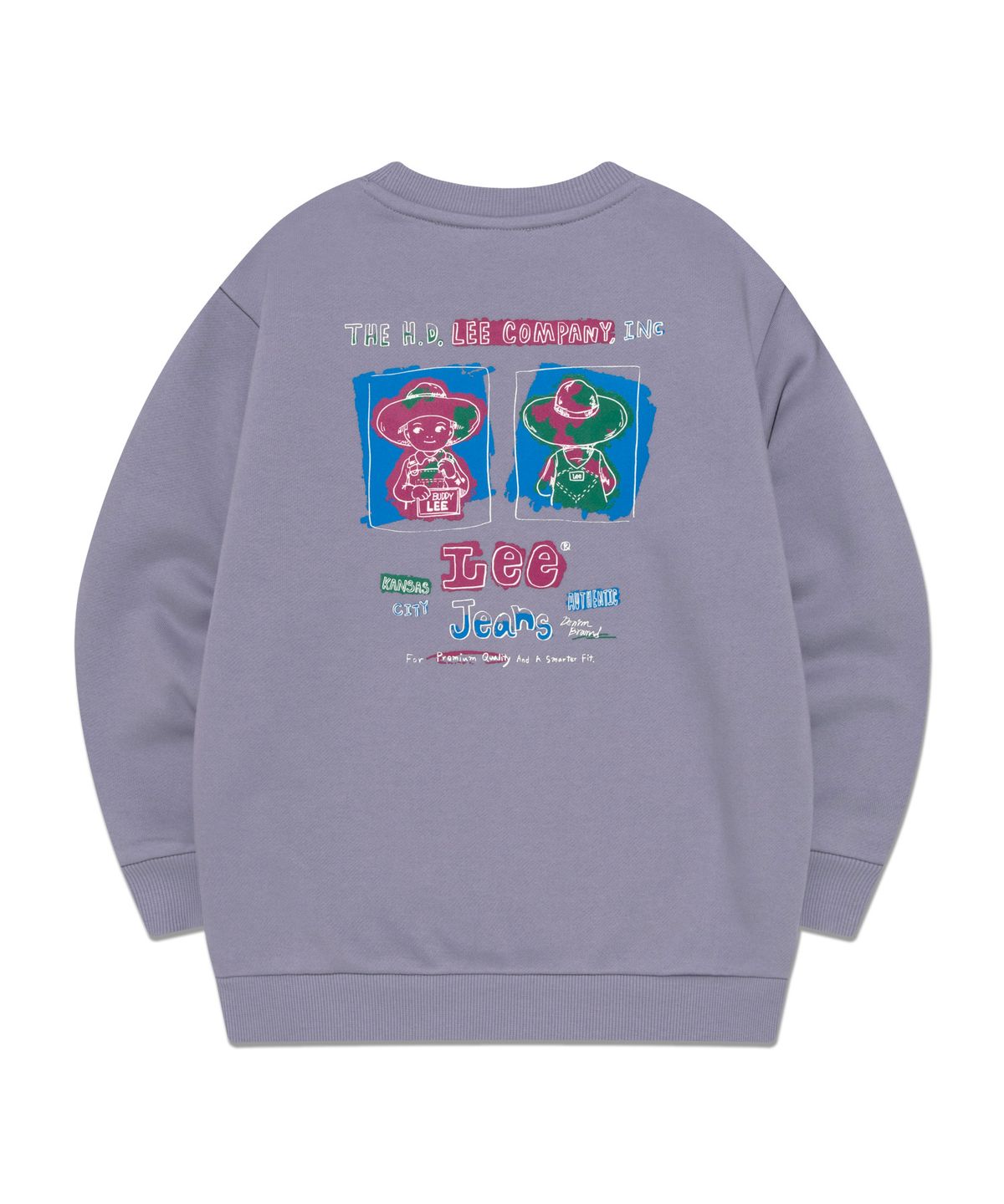 리 키즈(LEE KIDS) 카우보이 버디리 그래픽 레귤러핏 기모 스웨트셔츠 그레이 LK2404CR41GR