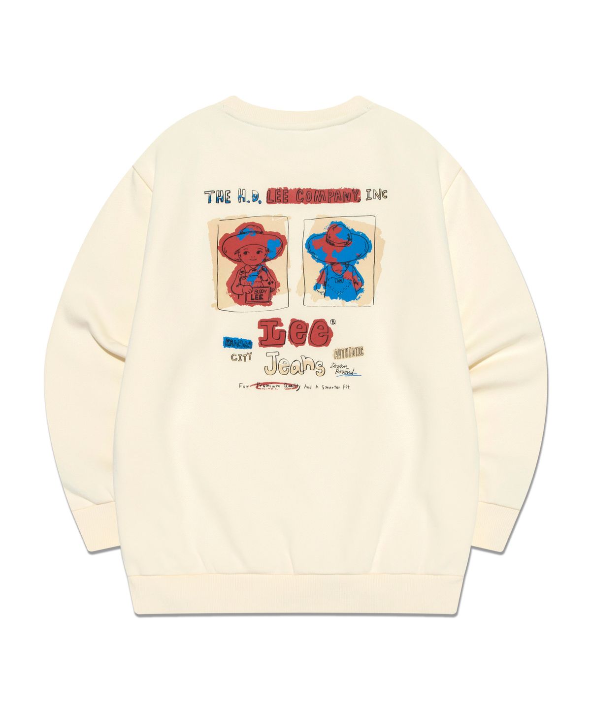 리 키즈(LEE KIDS) 카우보이 버디리 그래픽 레귤러핏 기모 스웨트셔츠 아이보리 LK2404CR41IV