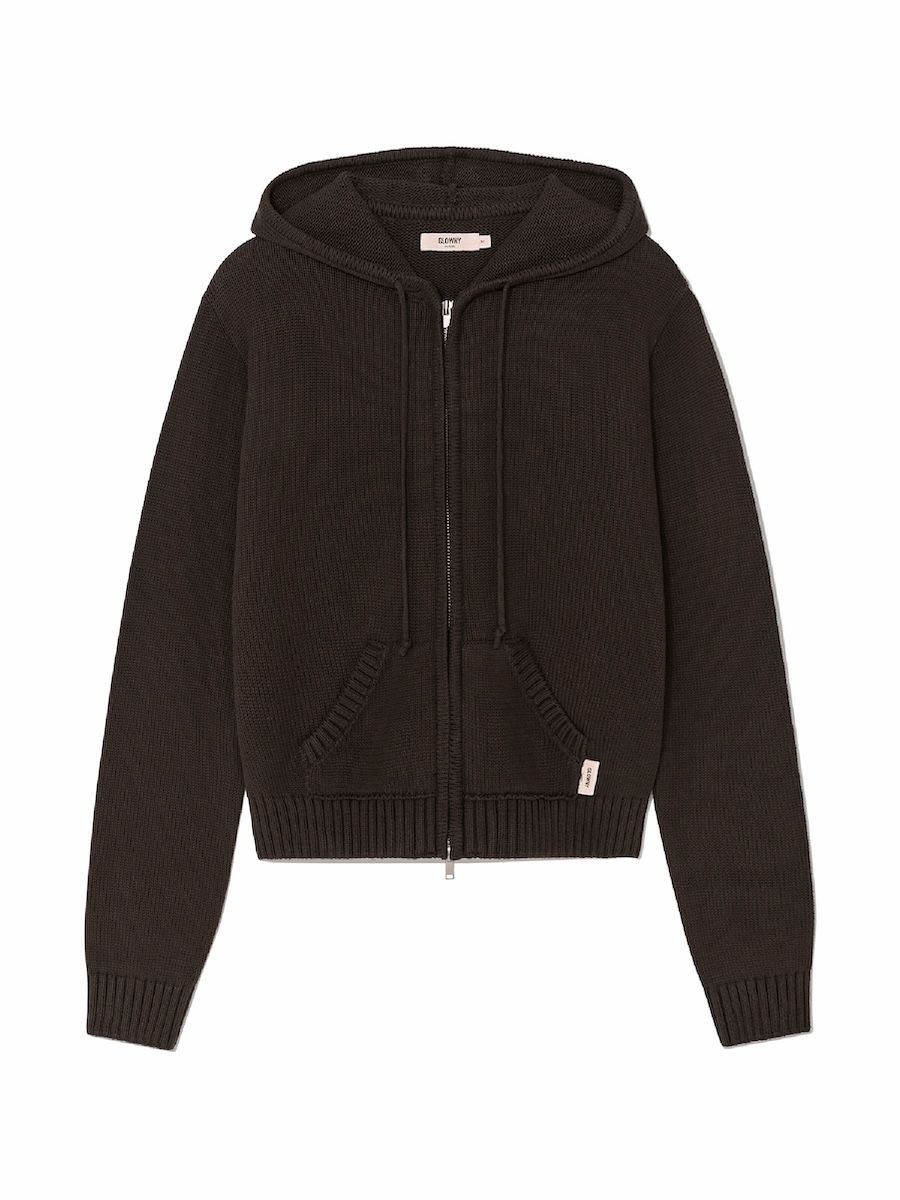 MUSINSA公式 | GLOWNY G CLASSIC KNIT ZIP UP (DARK BROWN)