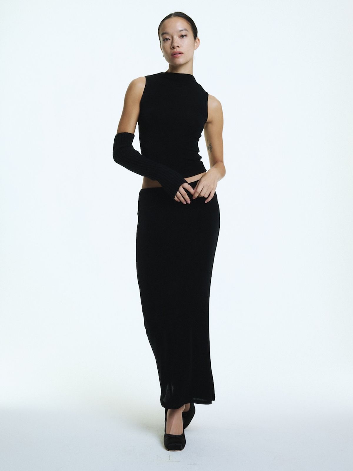글로니(GLOWNY) G BOX CARDIGAN SET (BLACK)