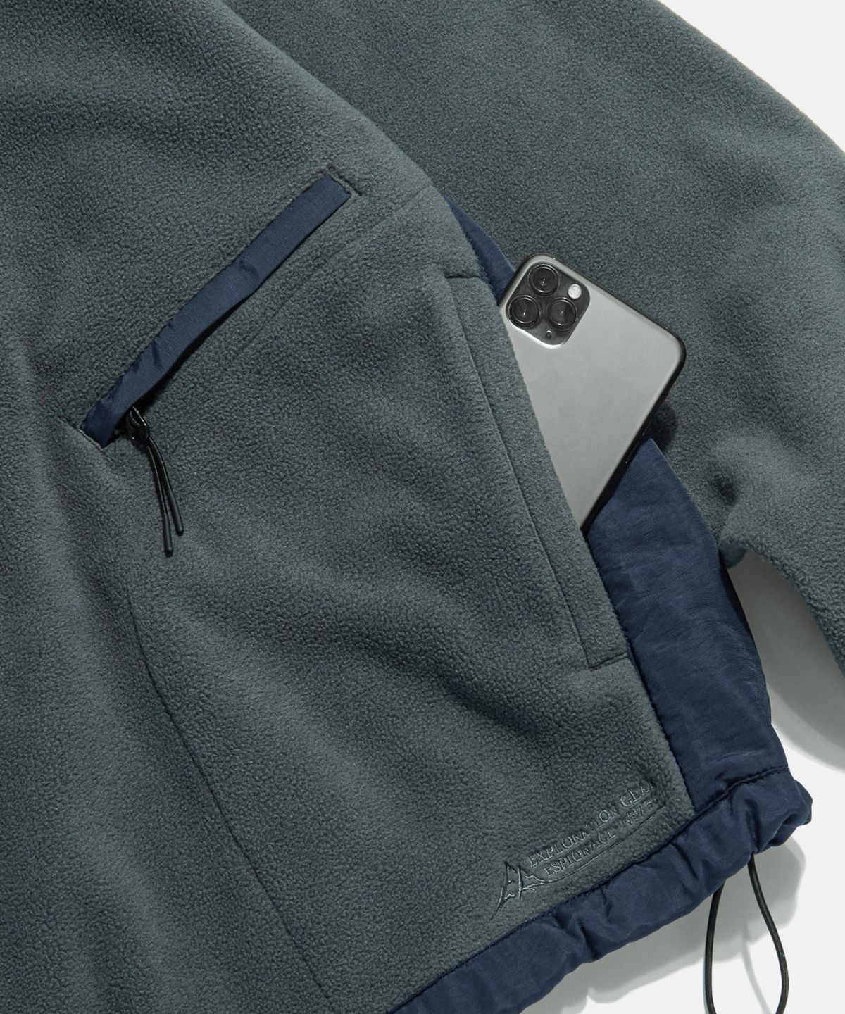 에스피오나지(ESPIONAGE) Expl. Fleece Pullover Anorak Charcoal Navy