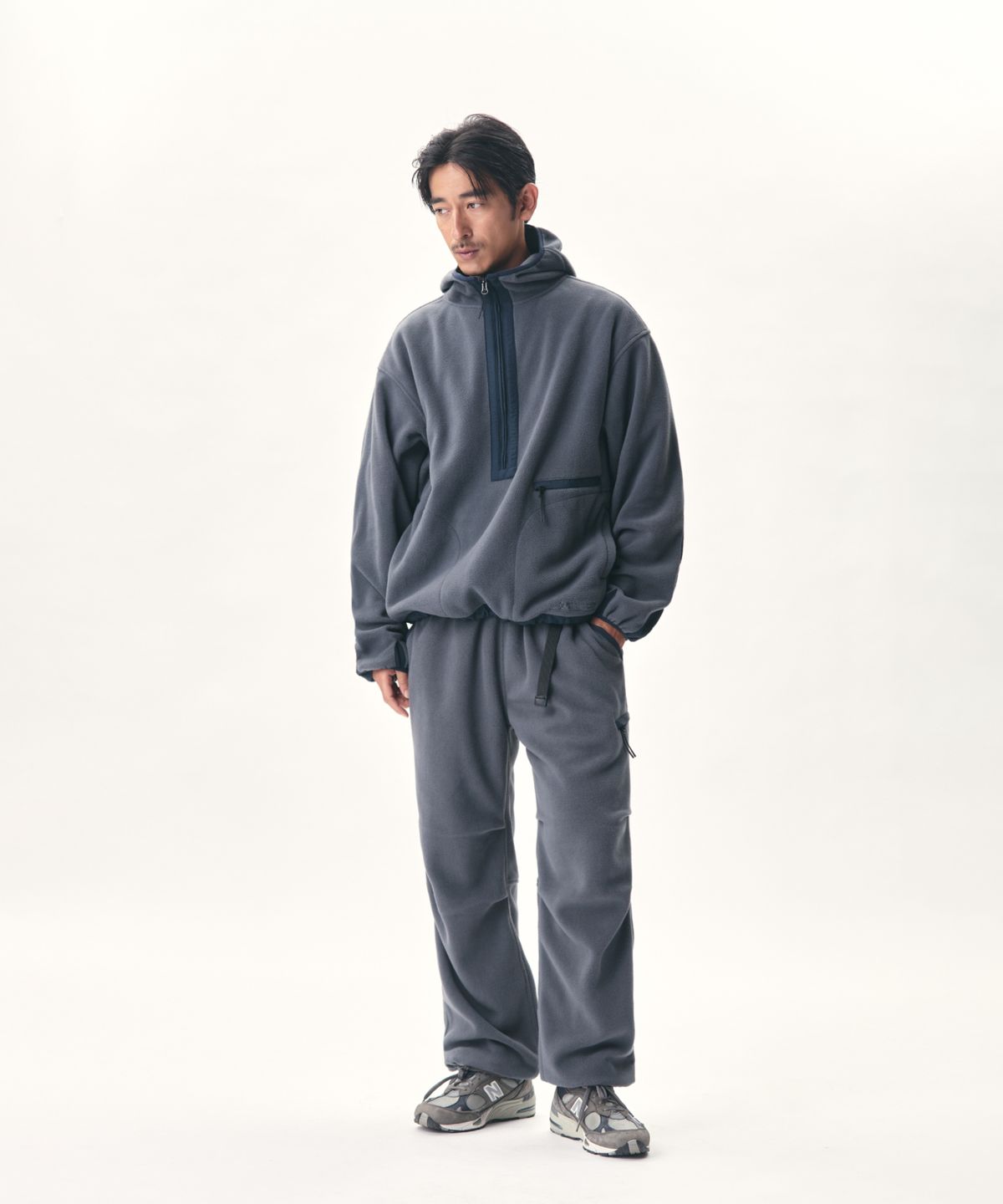 에스피오나지(ESPIONAGE) Expl. Fleece Pullover Anorak Charcoal Navy
