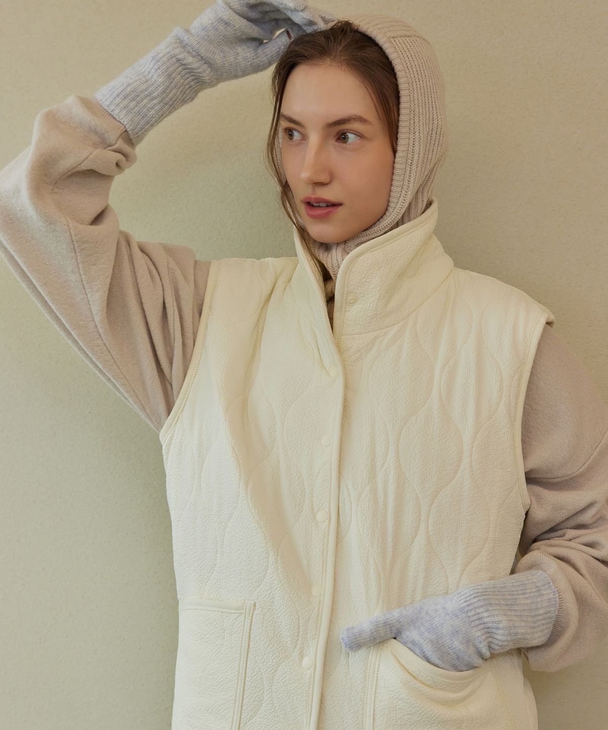 아템포(ATEMPO) QUILTING PADDING VEST_ivory (women)