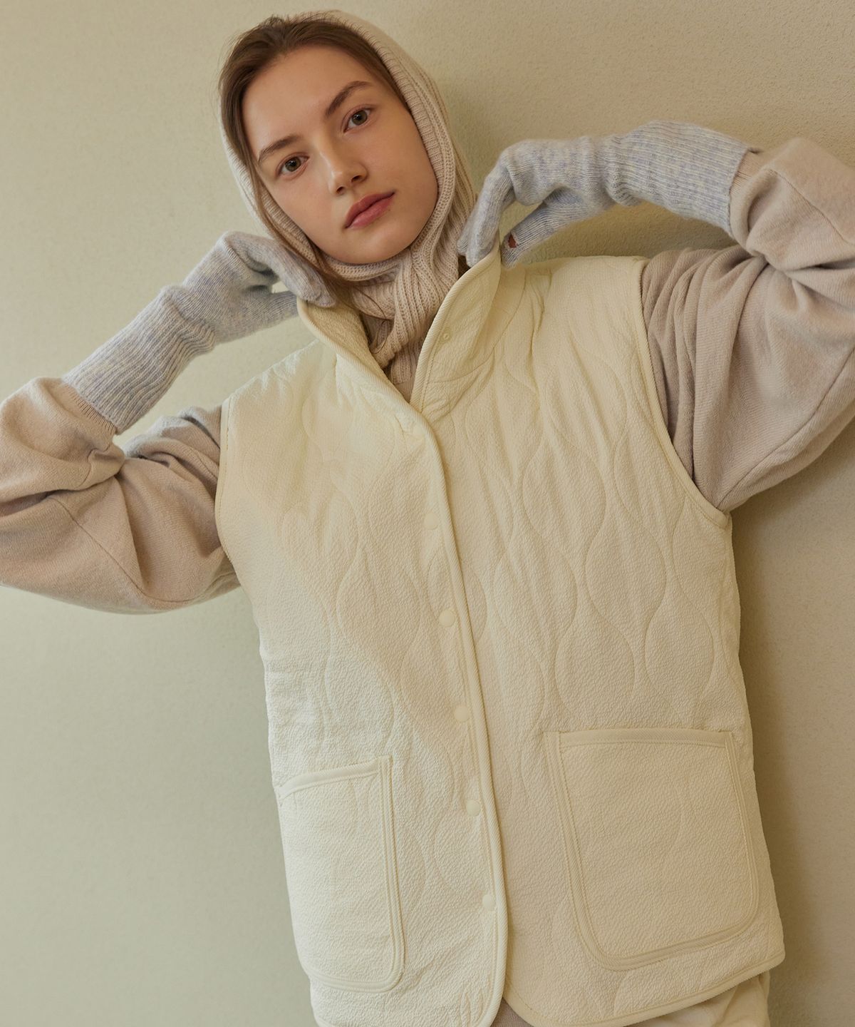 아템포(ATEMPO) QUILTING PADDING VEST_ivory (women)