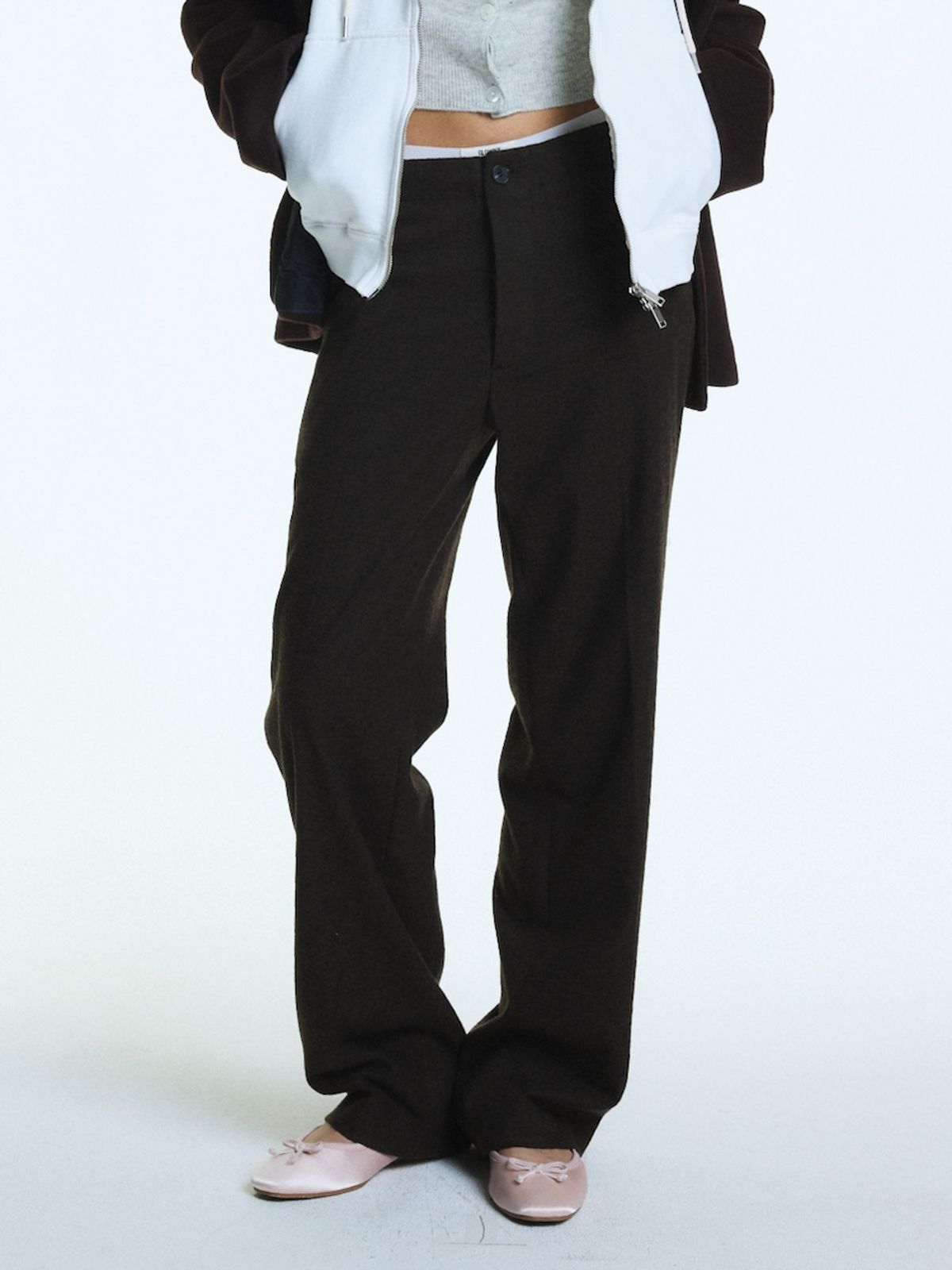 글로니(GLOWNY) G STRAIGHT WOOL PANTS (BROWN)