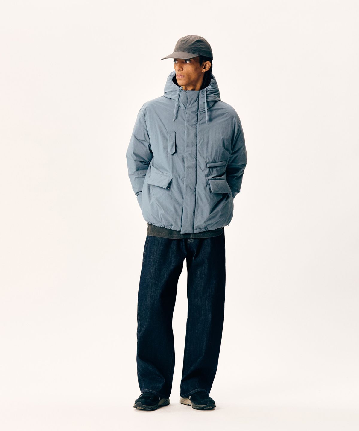 에스피오나지(ESPIONAGE) Dyer Hooded Down Parka Blue Fog