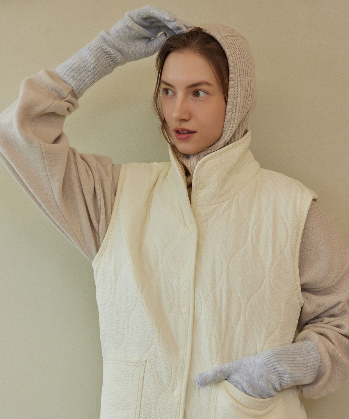 아템포(ATEMPO) WOOL KNIT  GLOVES_ivory blue