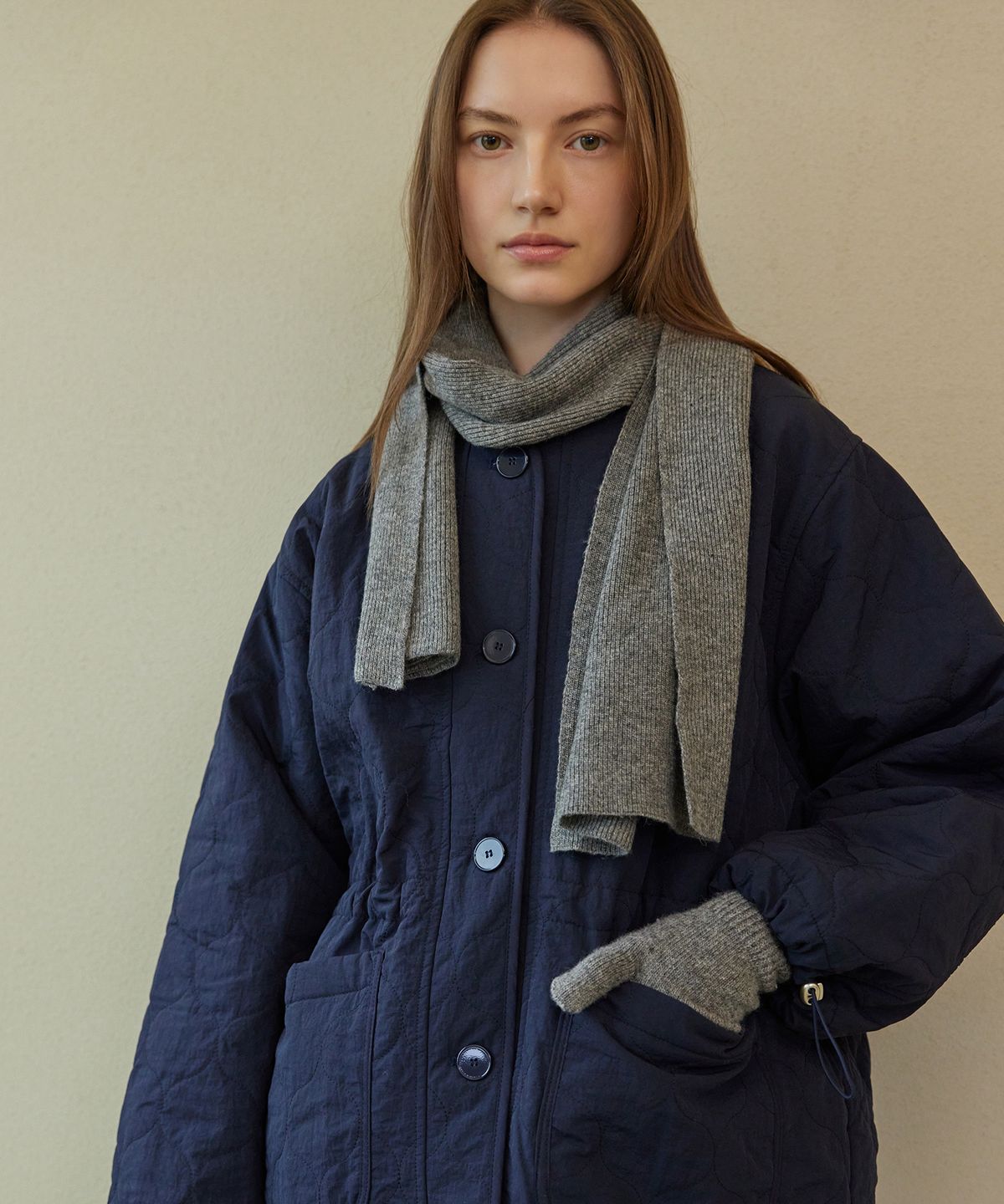 아템포(ATEMPO) WOOL KNIT MUFFLER&GLOVES SET_grey