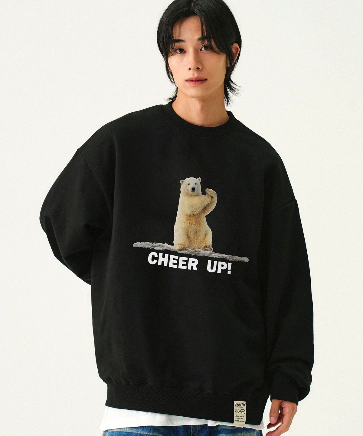 그레이버(GRAVER) [UNISEX]아이스 폴라베어 맨투맨_블랙