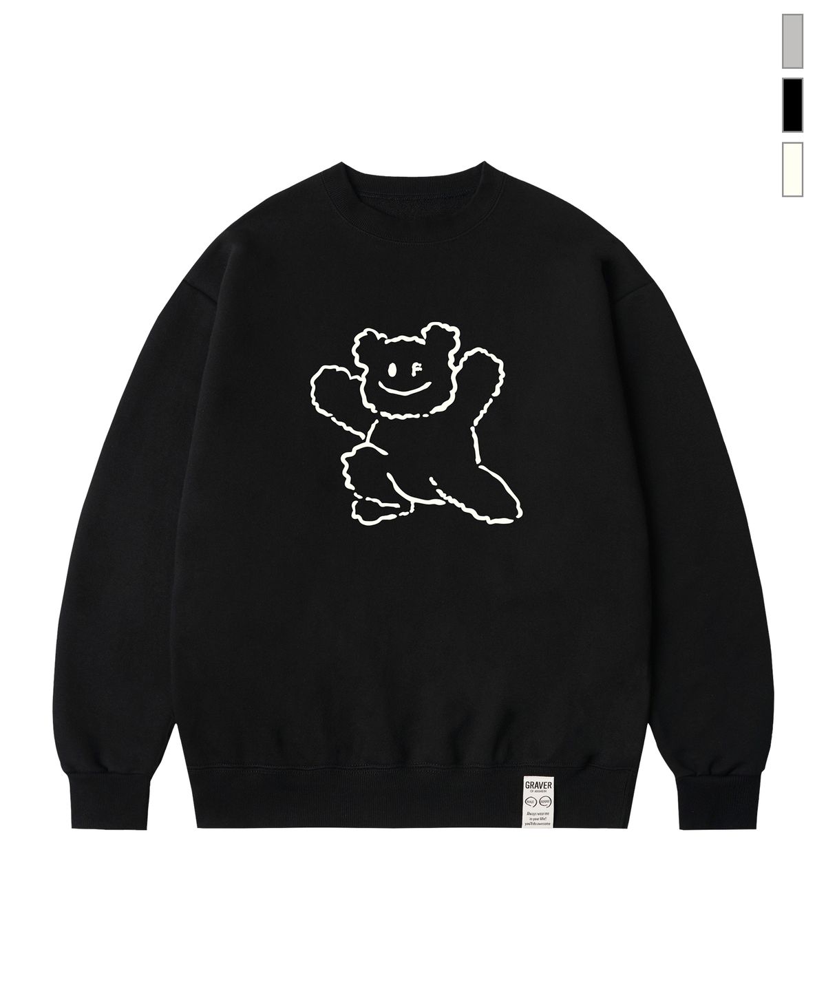 그레이버(GRAVER) [UNISEX]빅 라인 베어스마일 맨투맨_크림