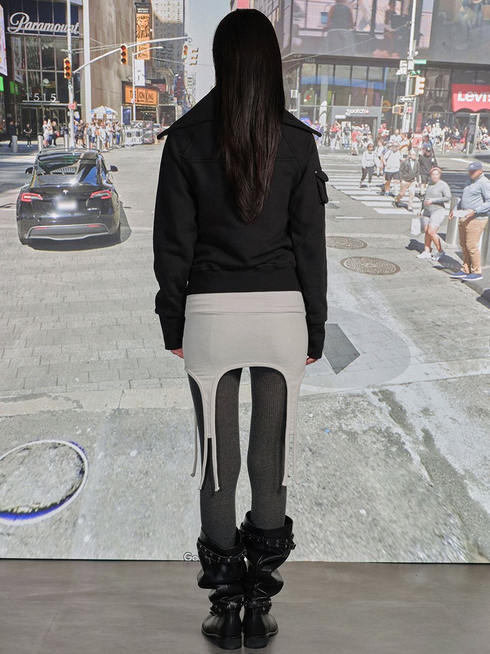 MUSINSA公式 | CERRIC GARTER COTTON SKIRT / LIGHT GRAY