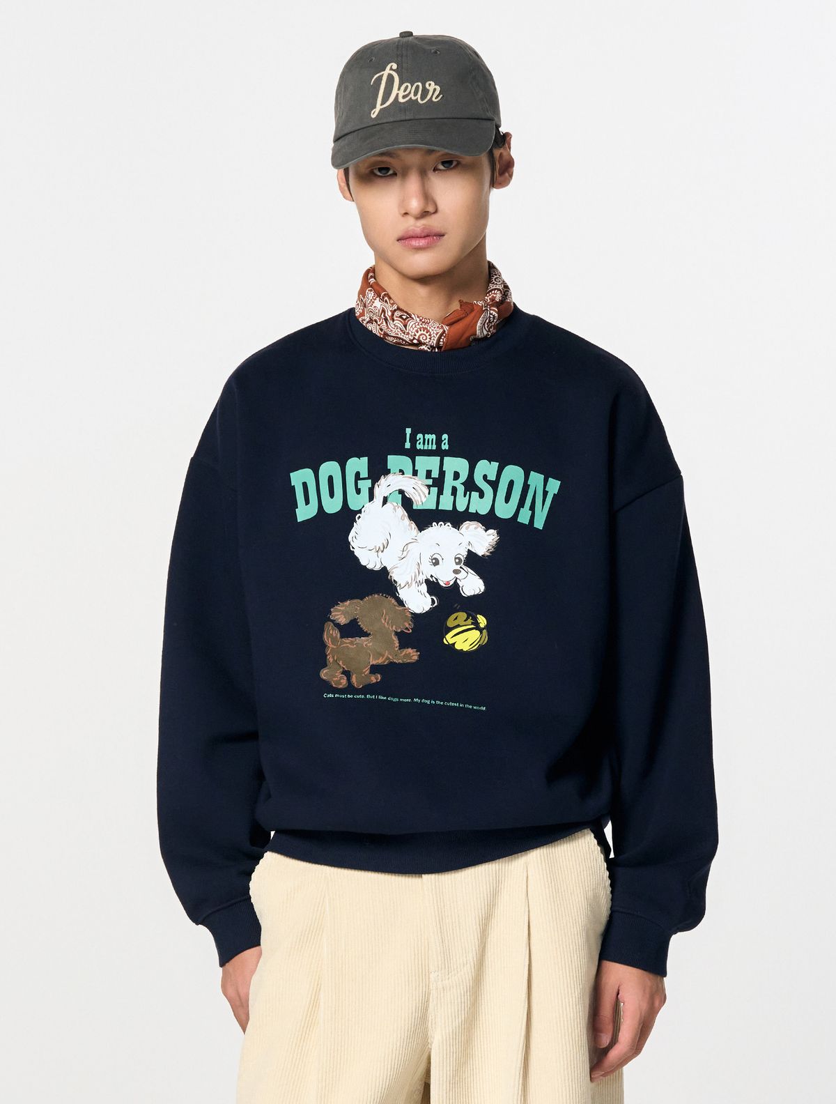 제너럴아이디어(GENERALIDEA) UNISEX 퍼피 오버핏 기모 맨투맨 [NAVY] / SBD4U02012