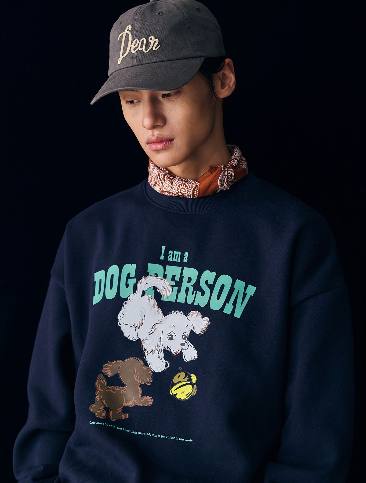 제너럴아이디어(GENERALIDEA) UNISEX 퍼피 오버핏 기모 맨투맨 [NAVY] / SBD4U02012