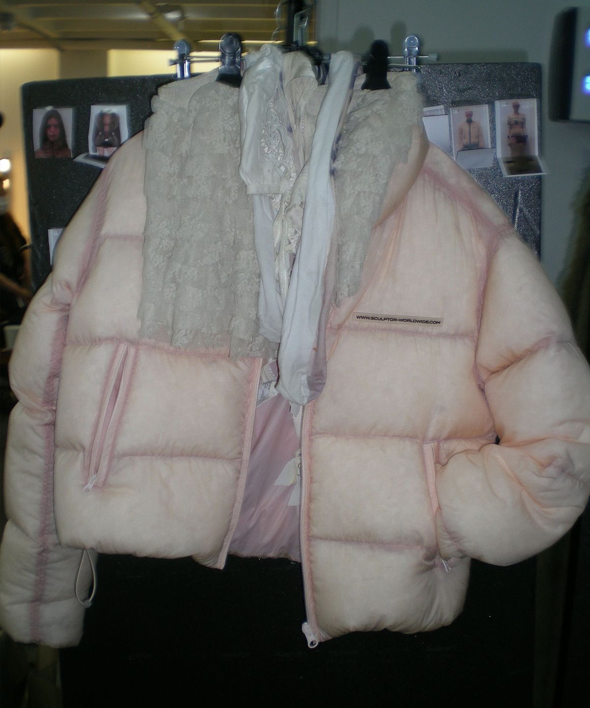 스컬프터(SCULPTOR) 104 Sheer Cropped Puffer Down Peach Pink