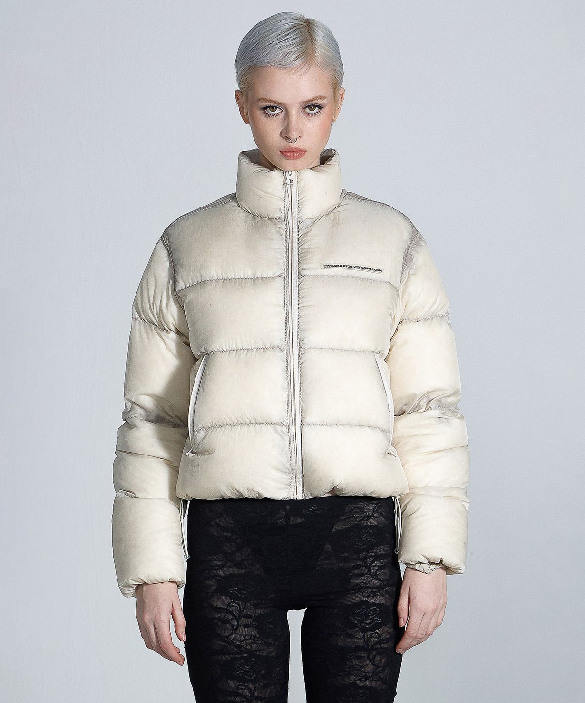 스컬프터(SCULPTOR) 104 Sheer Cropped Puffer Down Raw