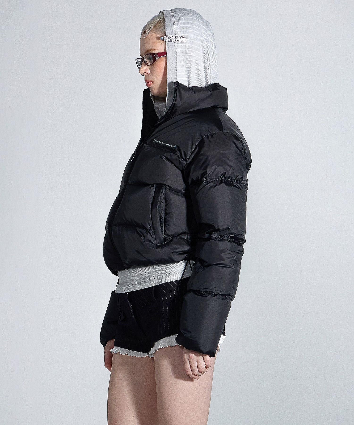 MUSINSA | SCULPTOR 107 Cropped Puffer Down Matte Black