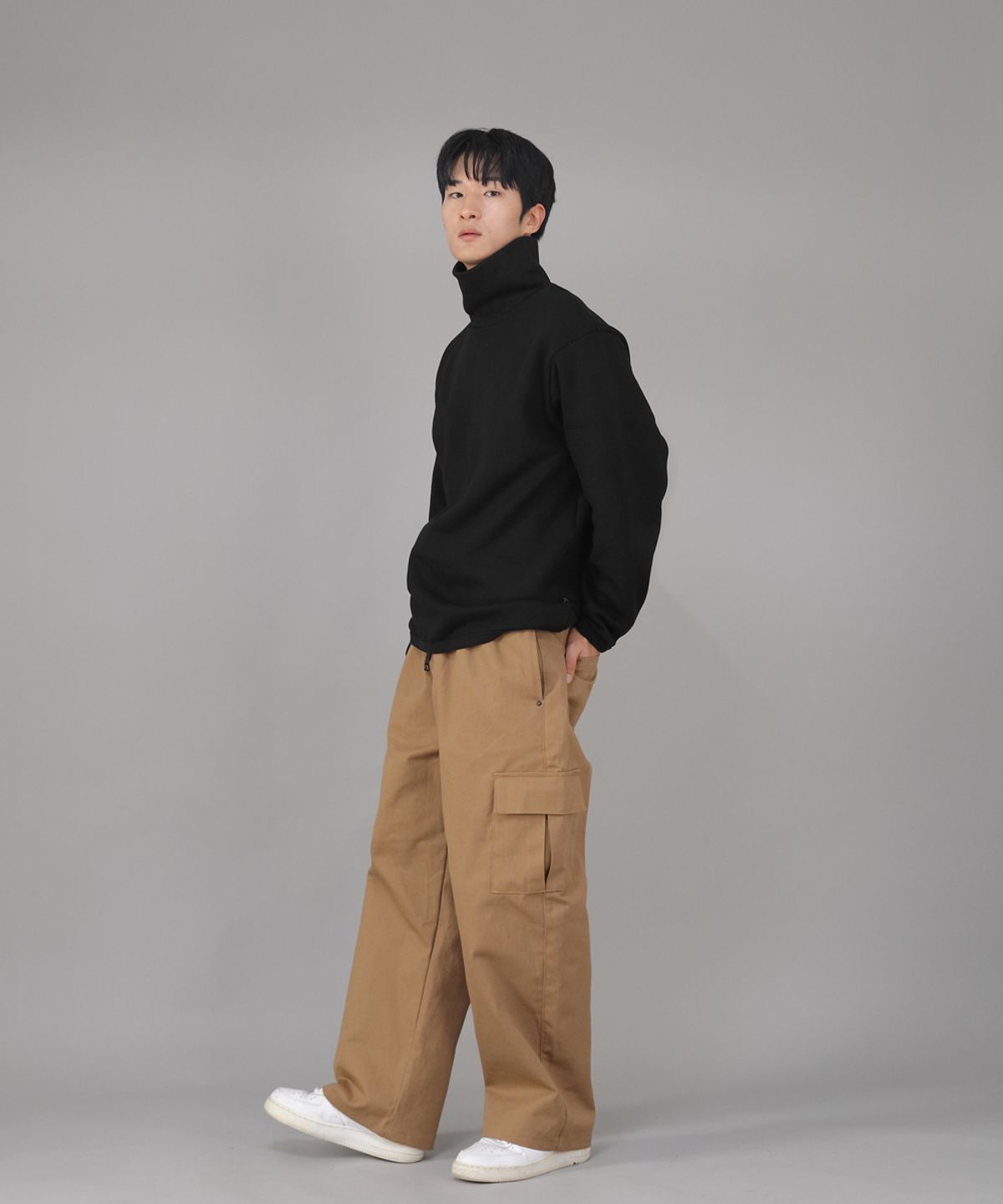 세인트크루(SAINTCREW) 웜업 루즈핏 기모폴라 무지 스웨트셔츠 WLP-839 블랙
