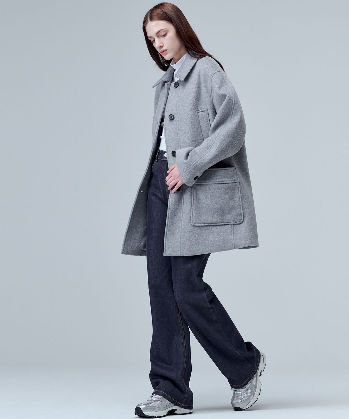 마롭(MALOUPE) 6508 울 하프코트 (그레이)
