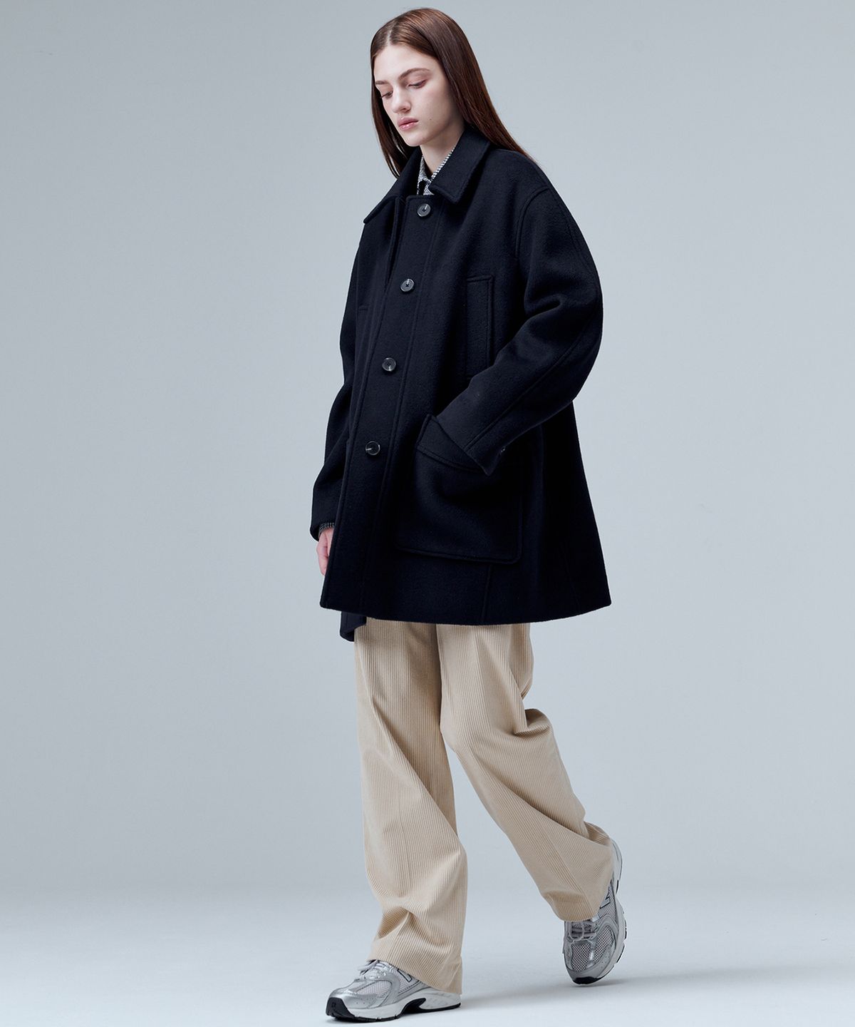 마롭(MALOUPE) 6508 울 하프코트 (네이비)