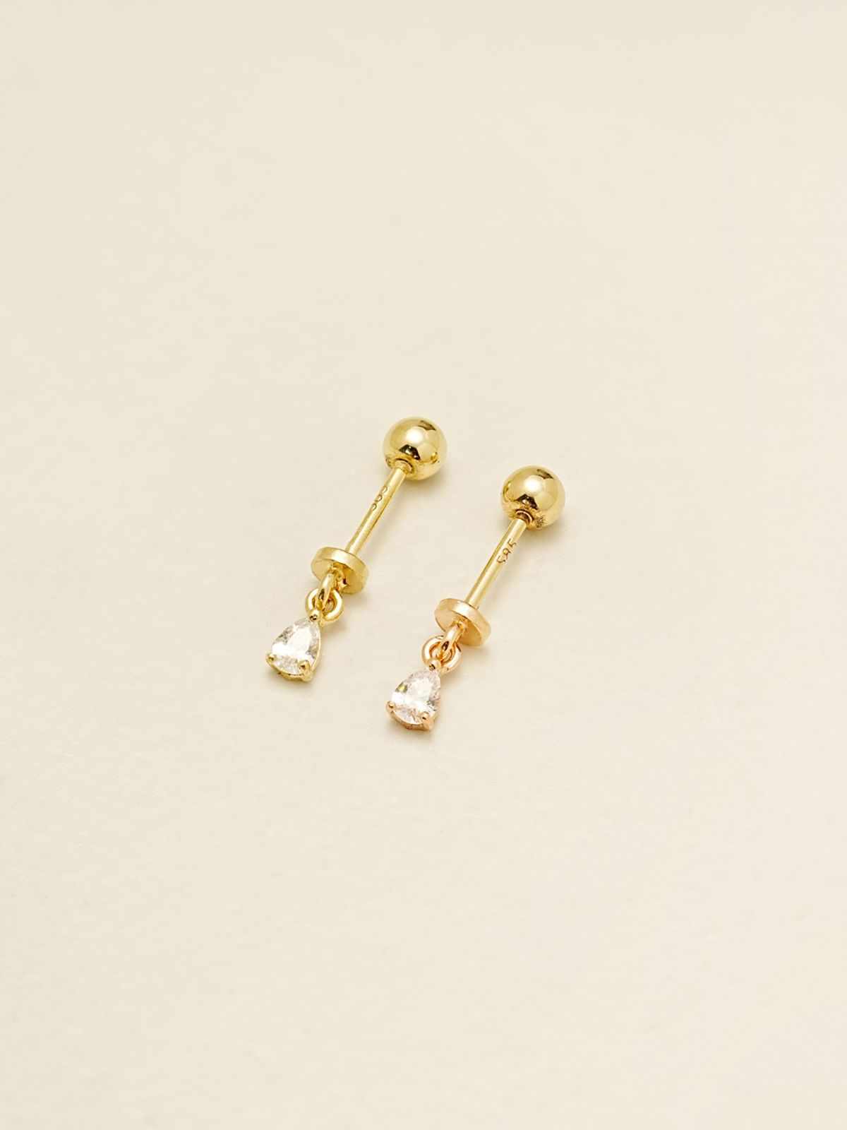 미니멀피어싱(MINIMALPIERCING) 14K 타이니 물방울 큐빅 드롭 피어싱 귀걸이