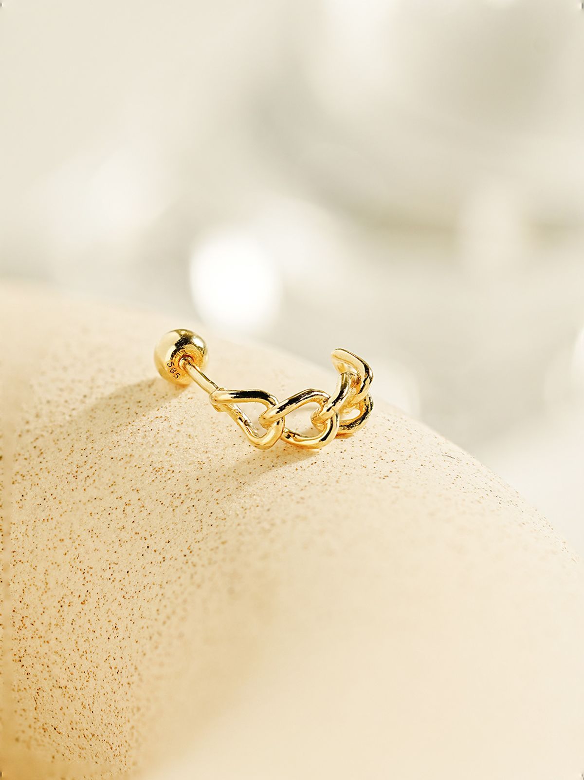 미니멀피어싱(MINIMALPIERCING) 14K 도넛 체인 링 피어싱 귀걸이