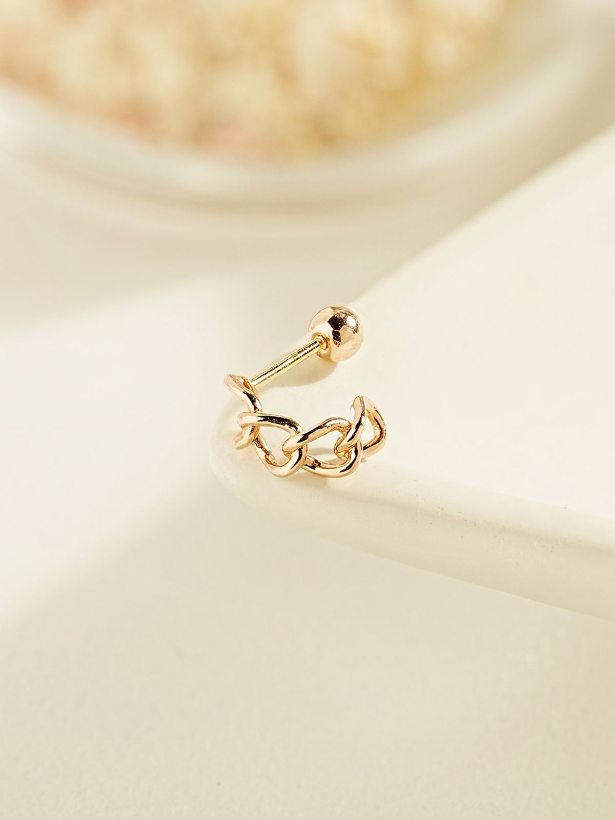 미니멀피어싱(MINIMALPIERCING) 14K 도넛 체인 링 피어싱 귀걸이