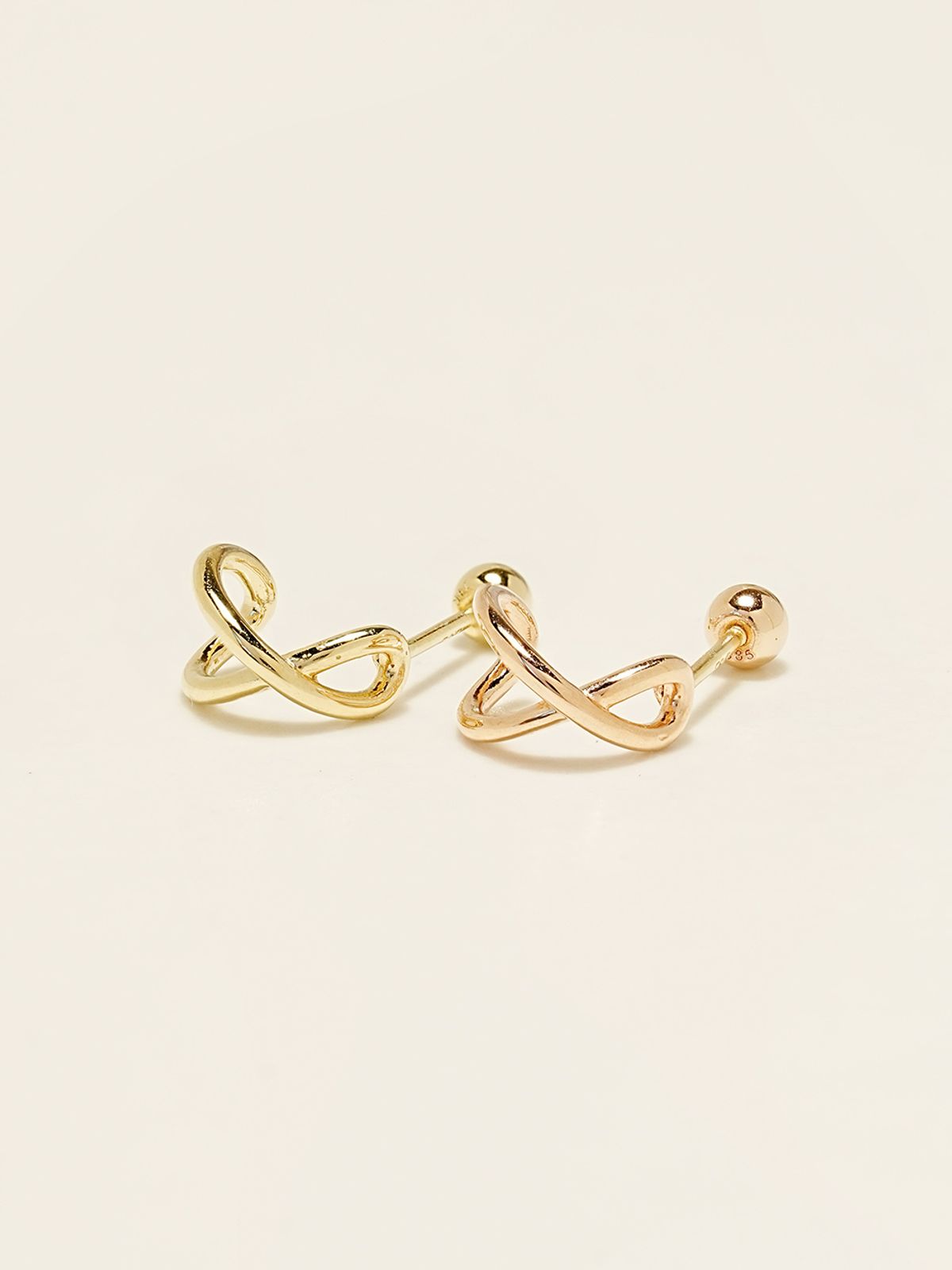 미니멀피어싱(MINIMALPIERCING) 14K 라운드 크로스 링 피어싱 귀걸이