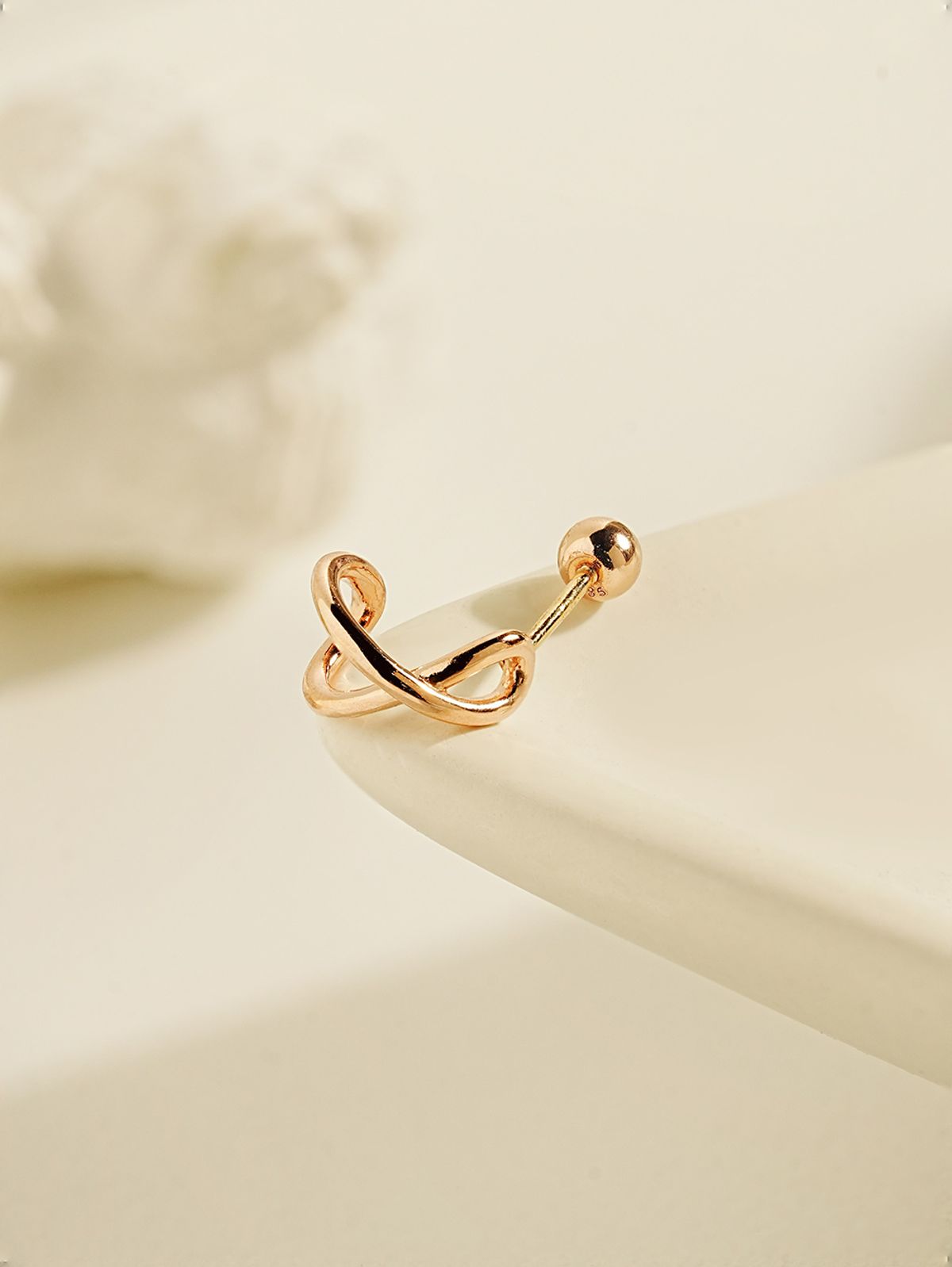 미니멀피어싱(MINIMALPIERCING) 14K 라운드 크로스 링 피어싱 귀걸이