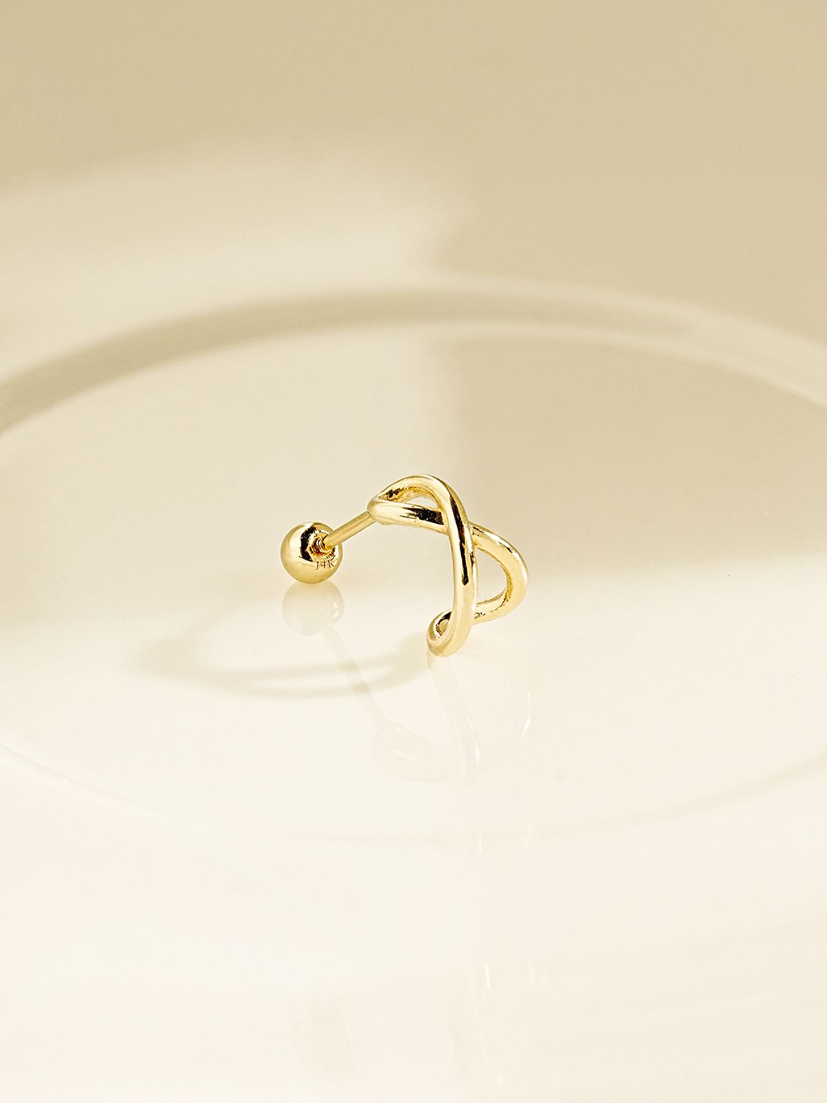 미니멀피어싱(MINIMALPIERCING) 14K 라운드 크로스 링 피어싱 귀걸이