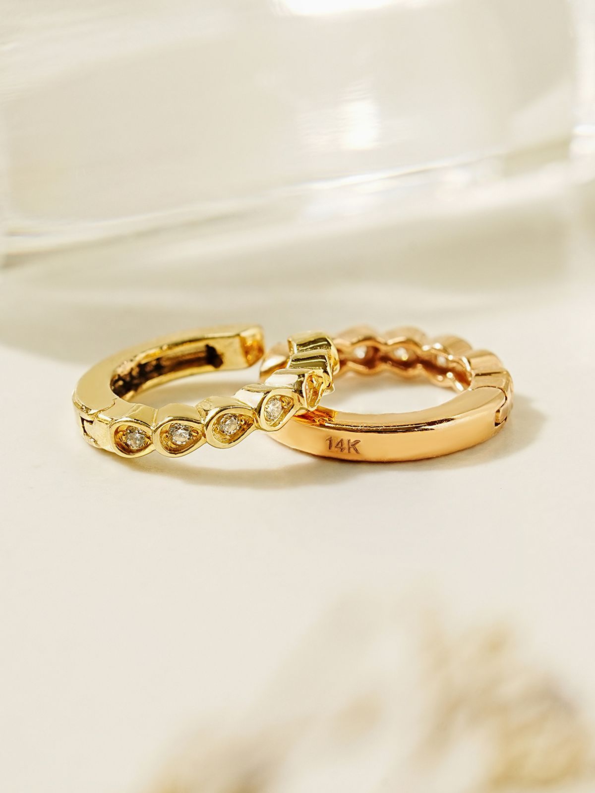 미니멀피어싱(MINIMALPIERCING) 14K 드롭렛 큐빅 이어커프 클립형 귀찌