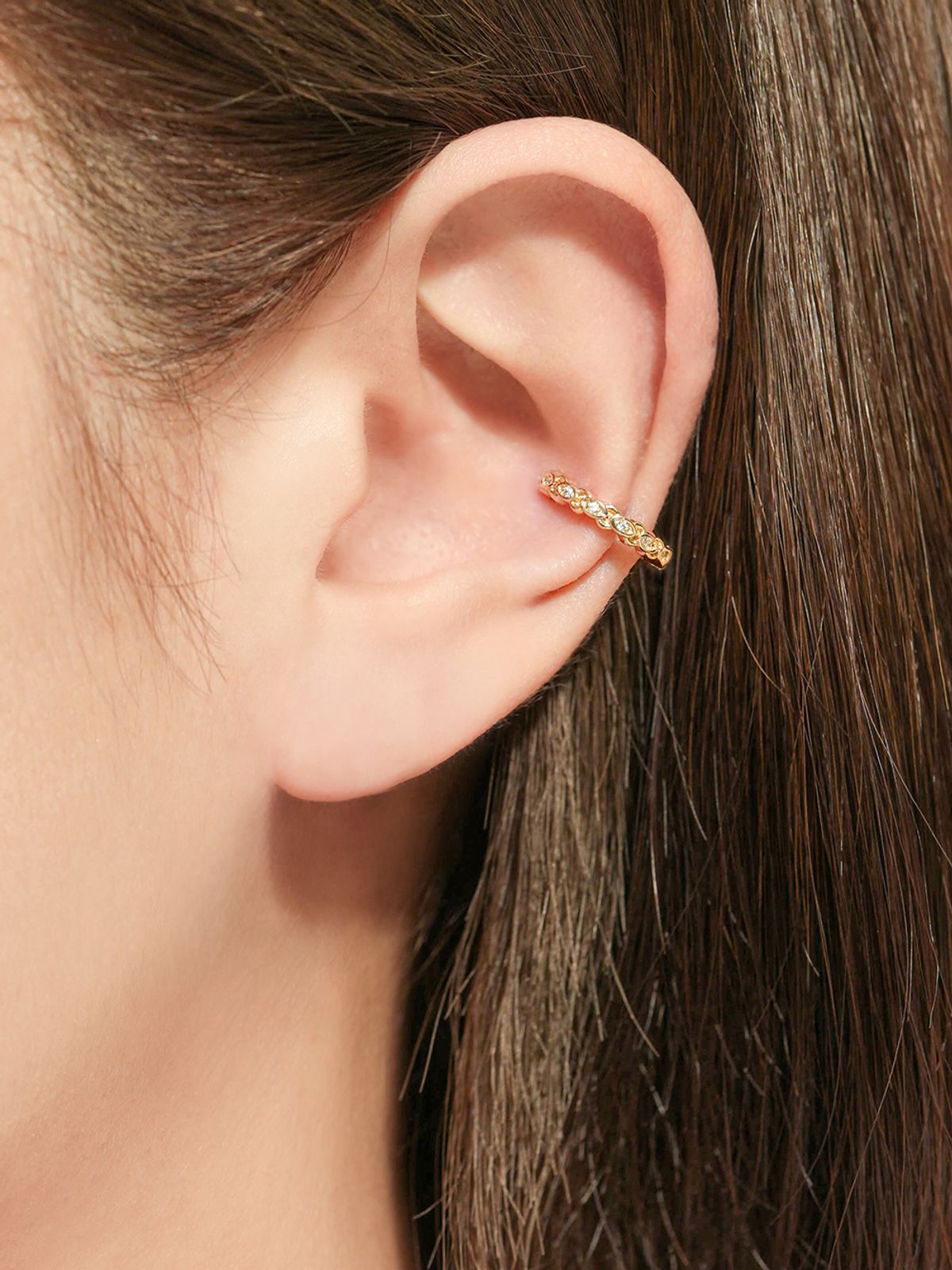 미니멀피어싱(MINIMALPIERCING) 14K 큐빅 트위스트 이어커프 클립형 귀찌
