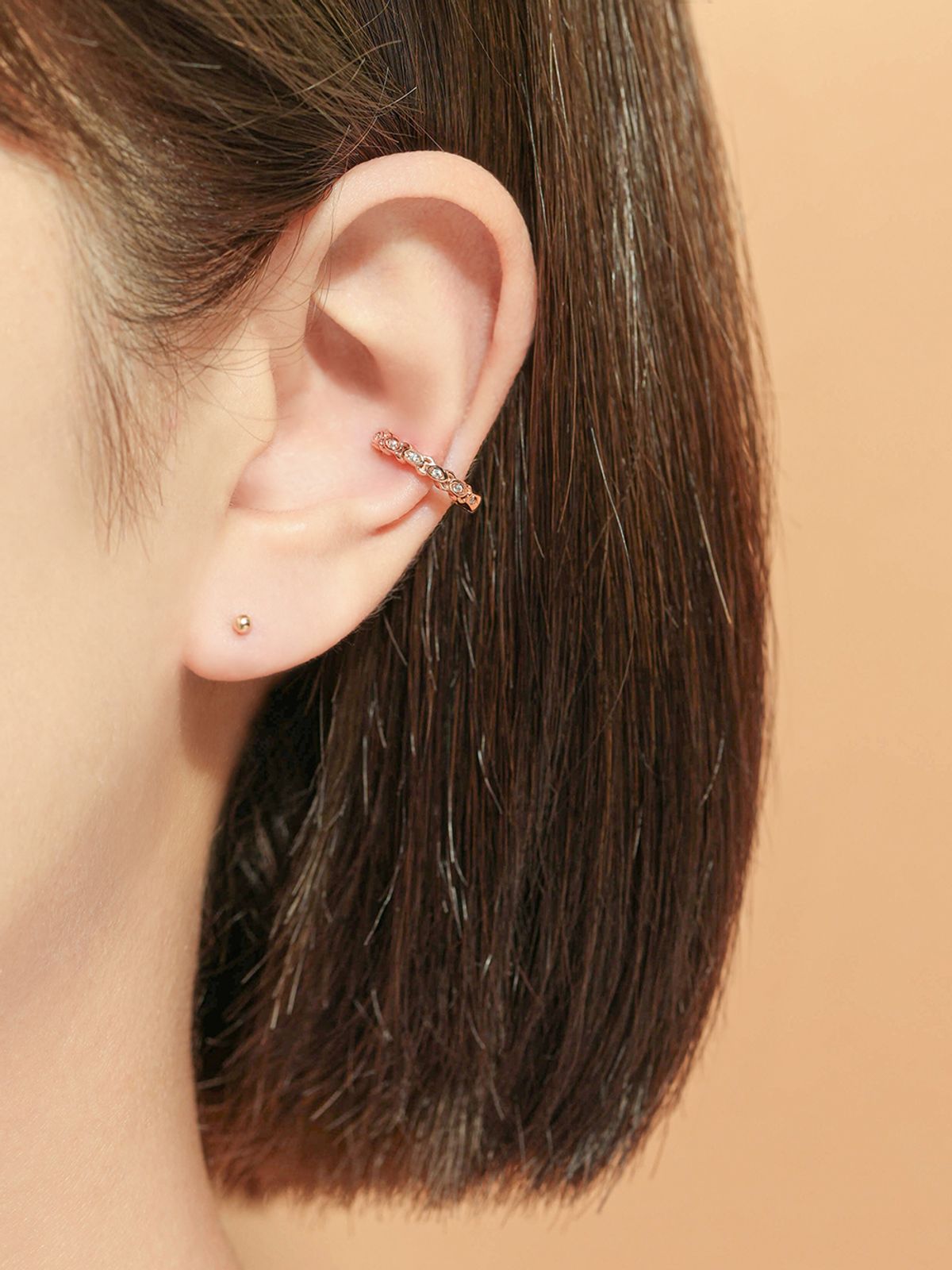 미니멀피어싱(MINIMALPIERCING) 14K 큐빅 트위스트 이어커프 클립형 귀찌