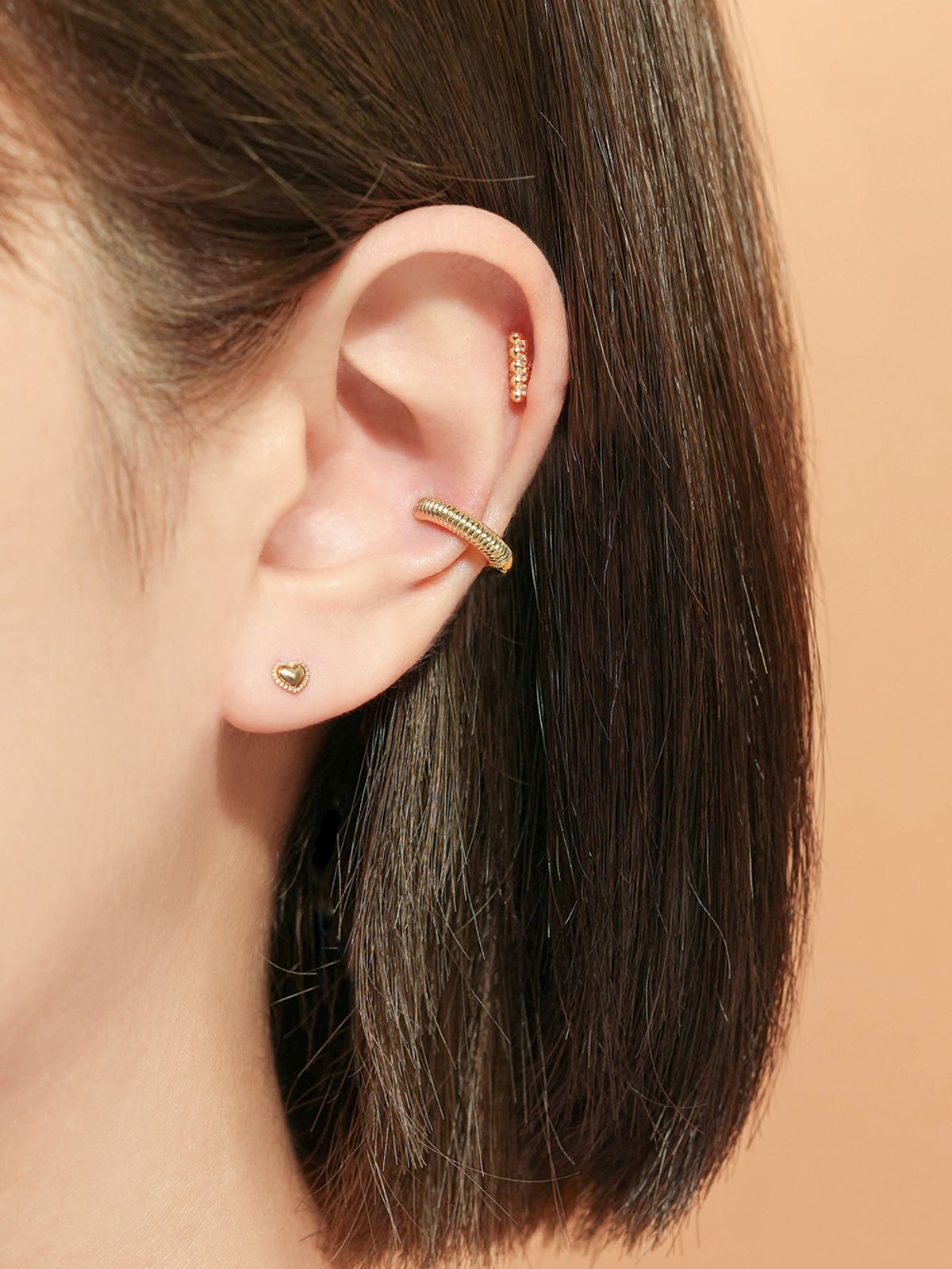미니멀피어싱(MINIMALPIERCING) 14K 라바 패턴 이어커프 클립형 귀찌