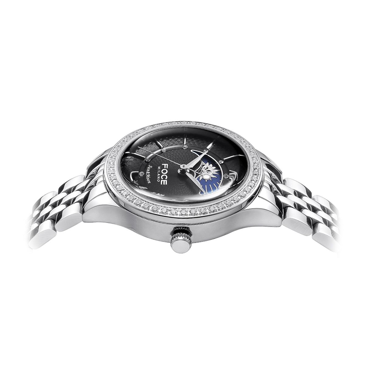 포체(FOCE) 30mm 여성 썬앤문 메탈시계 FM7602LM-BK