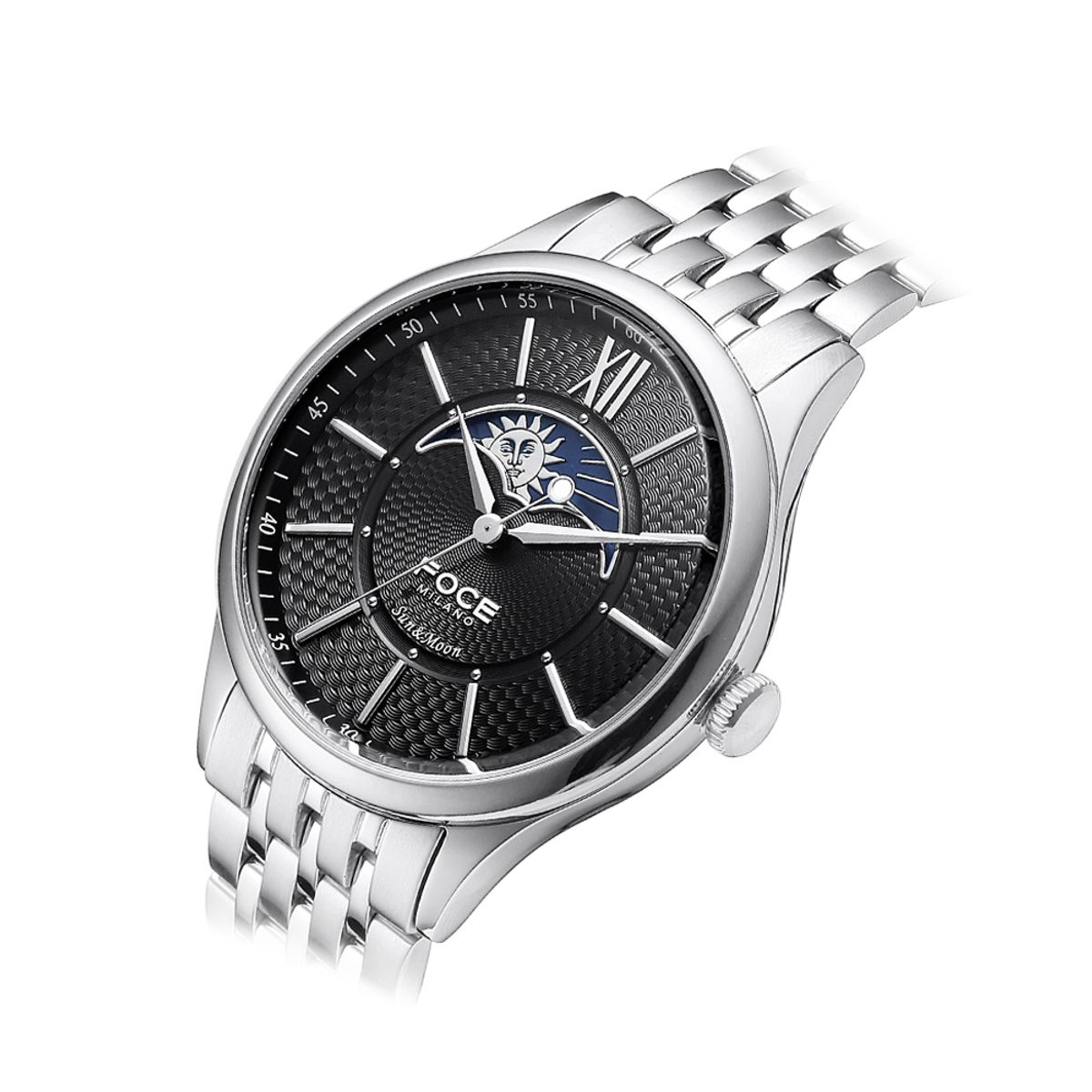 포체(FOCE) 41mm 남성 썬앤문 메탈시계 FM7602GM-BK