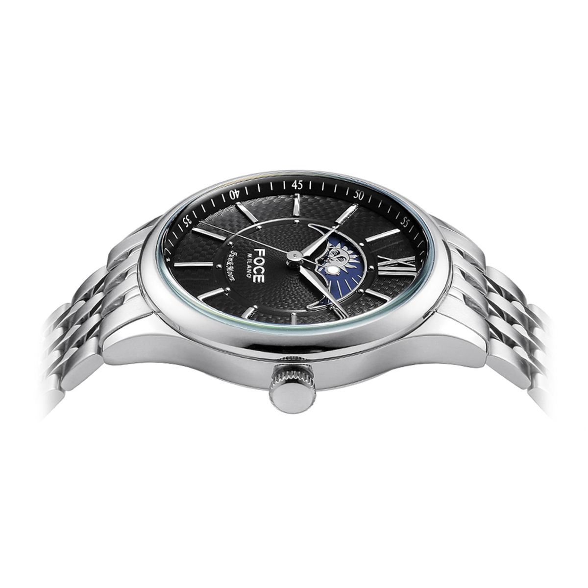 포체(FOCE) 41mm 남성 썬앤문 메탈시계 FM7602GM-BK