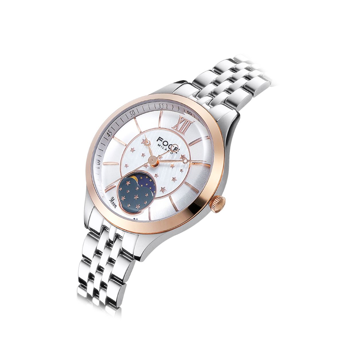 포체(FOCE) 34mm 여성 문페이즈 메탈시계 FM7603LM-WRG