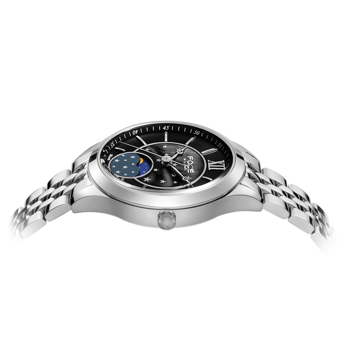 포체(FOCE) 34mm 여성 문페이즈 메탈시계 FM7603LM-BK