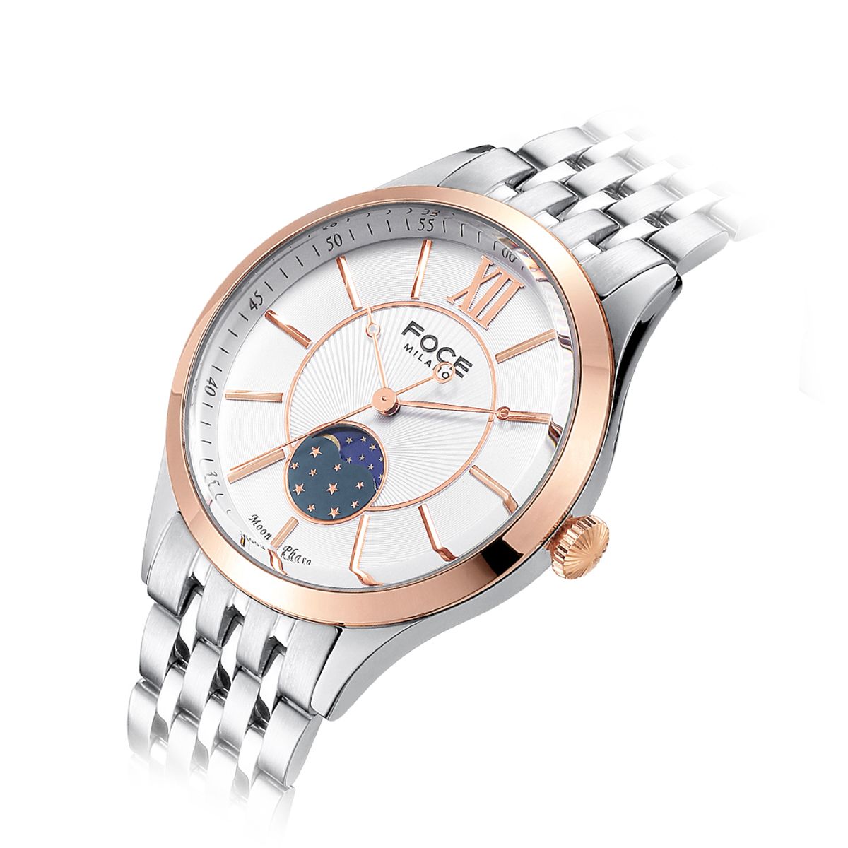 포체(FOCE) 41mm 남성 문페이즈 메탈시계 FM7603GM-WRG